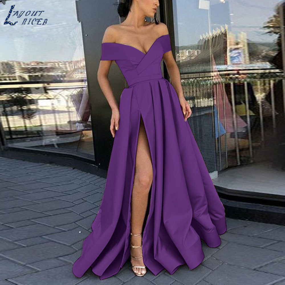 Stilvolles Sommerkleid aus tiefem Satin für Damen