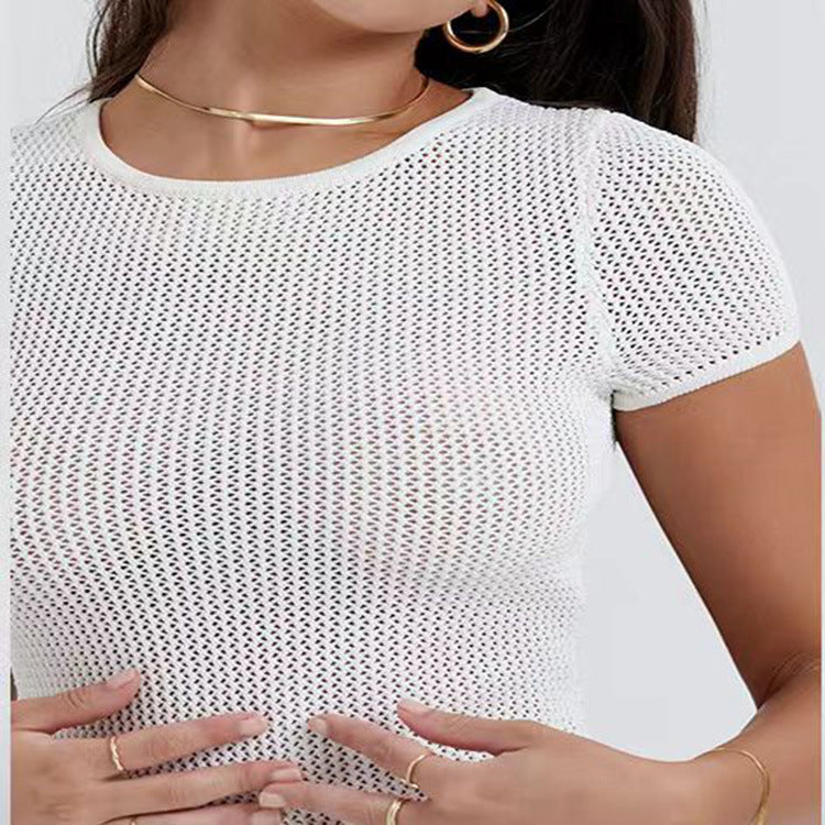 Sexy Mesh Wear Breathable Sports Translucent Knitwear