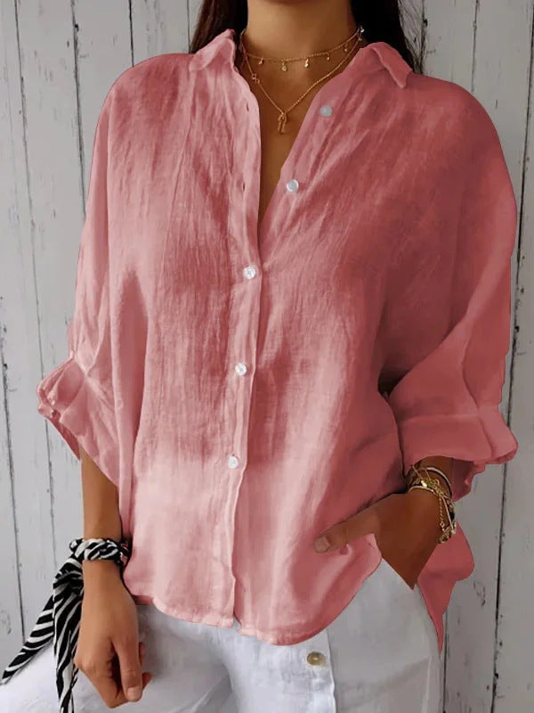 Women's Linen Breathable Back Design Shirt Thin Transparent Blouses