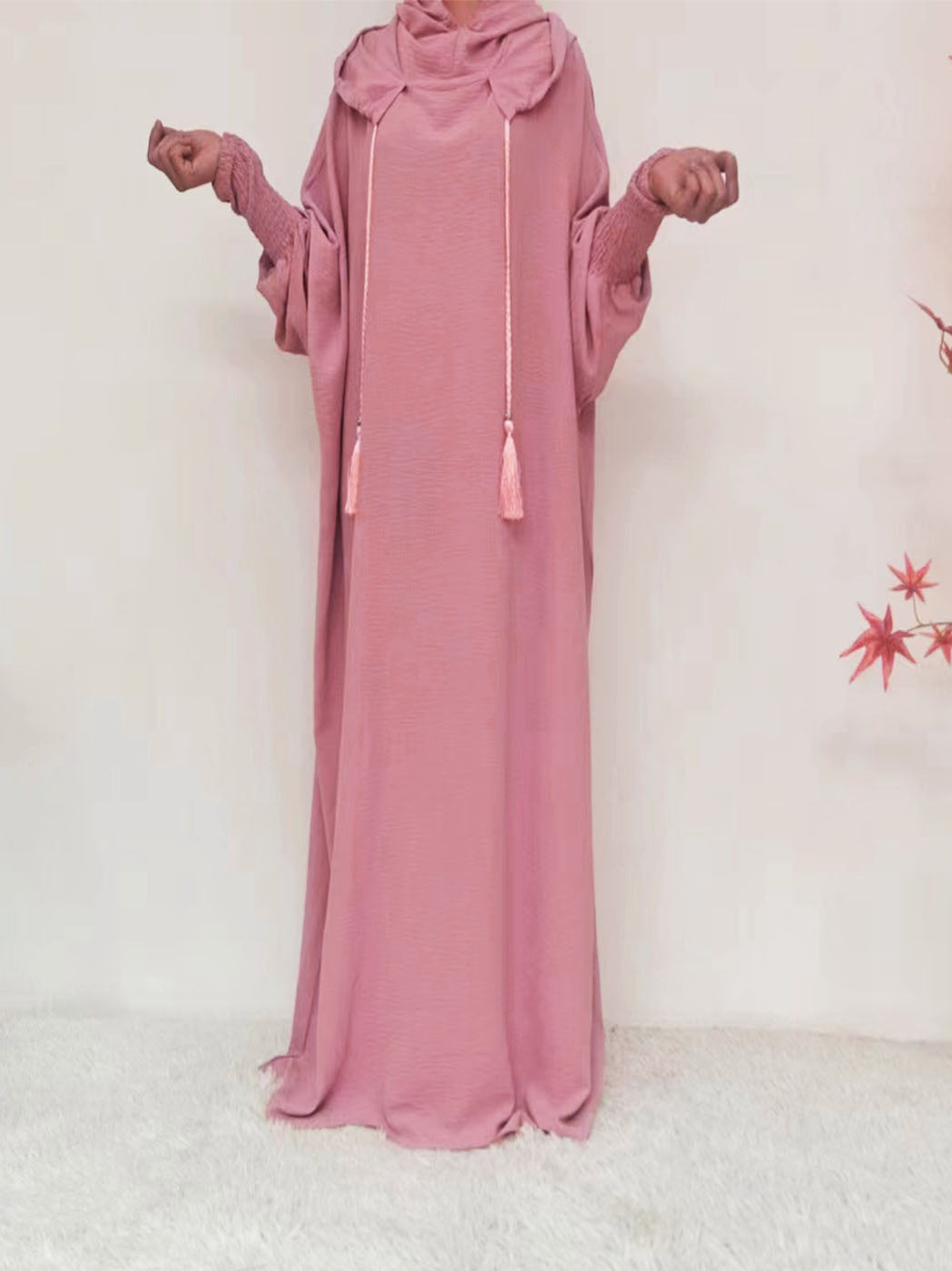 Turkey Solid Color Hooded Sleeve Long Dresses