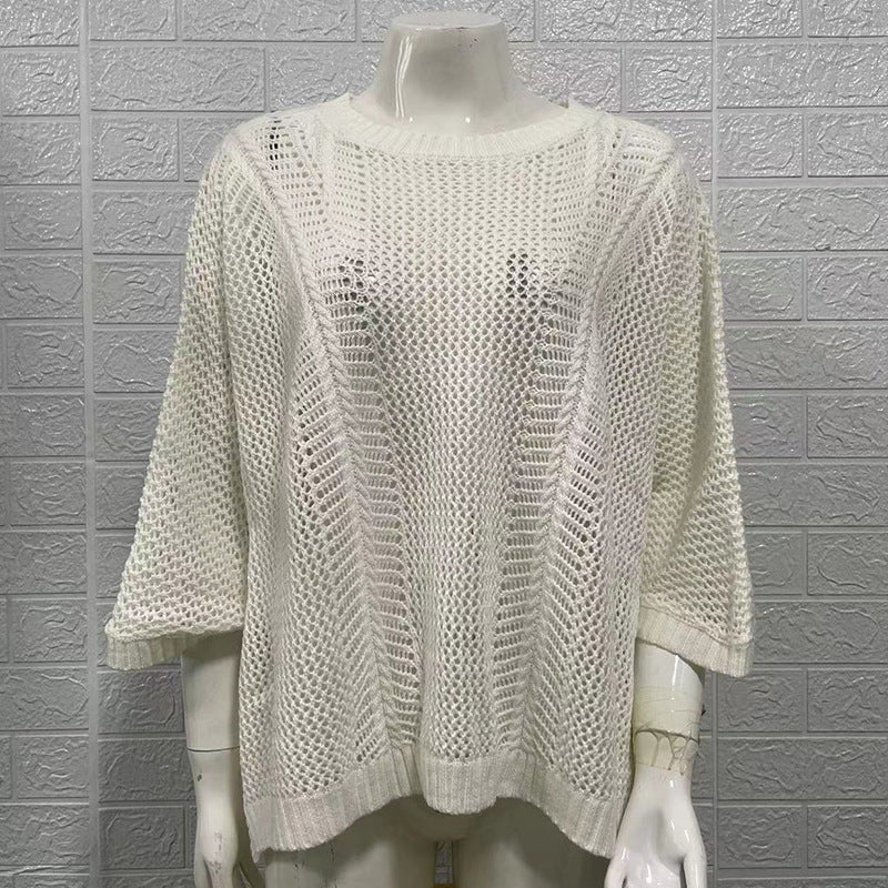 Sexy Vacation Loose Mesh Knitted Hollow Blouses