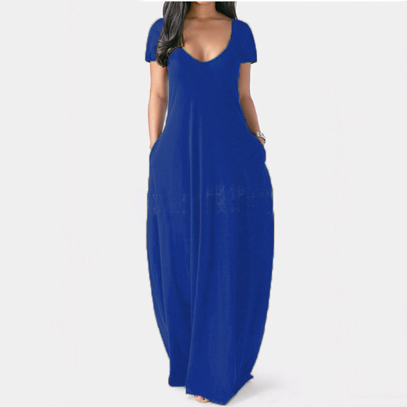 Robe d'été de couleur unie pour femmes, robes profondes sexy