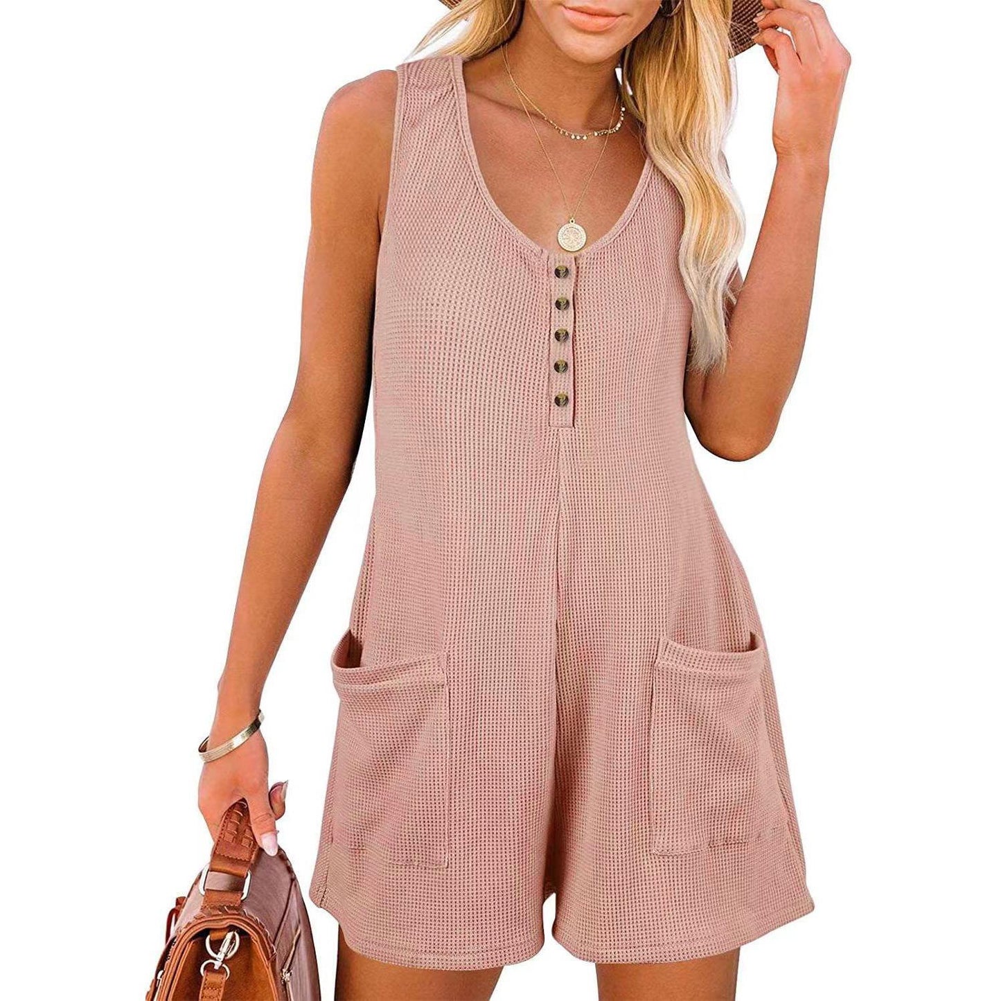 Women's Summer Casual Button Pocket For Jumpsuits