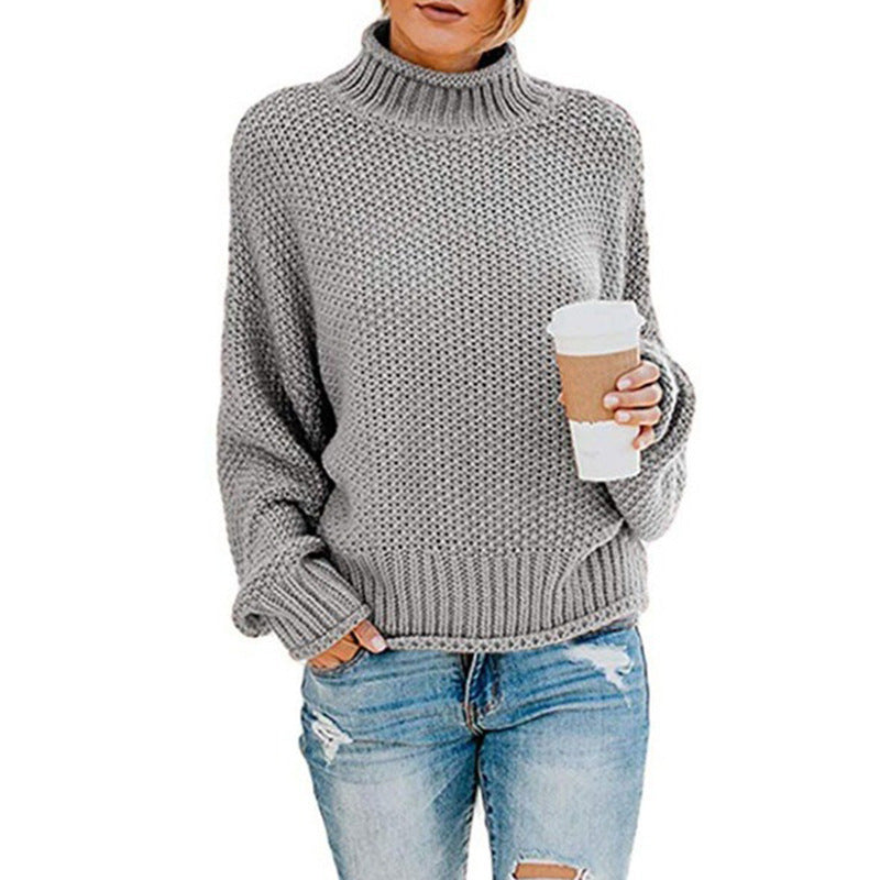 Women's Turtleneck Loose Solid Color Commuting Wear Sweaters