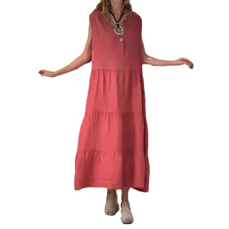 Women's Classy Cotton Linen Dress Long Dresses