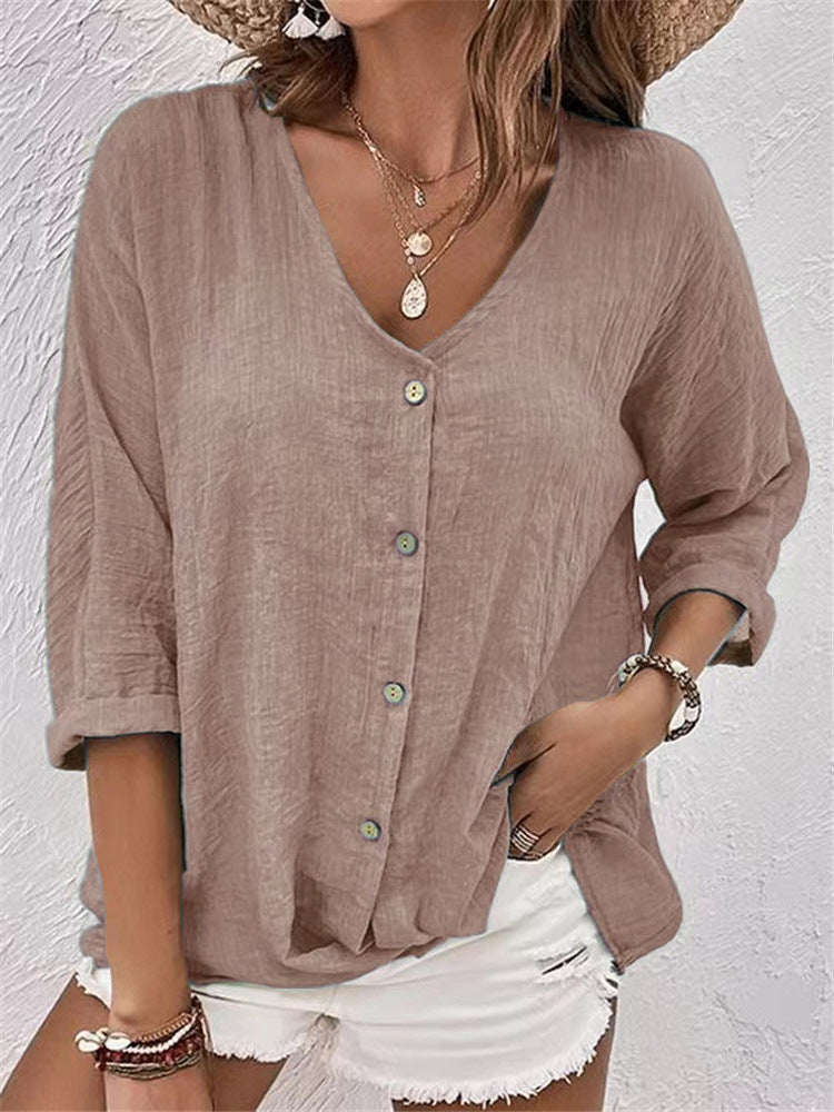 Women's Trendy Buttons Chiffon Long Sleeve Blouses