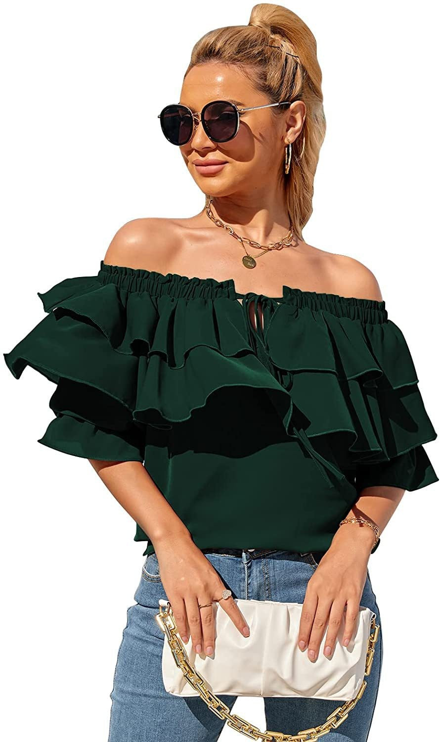 Women's Summer Pleated Long-sleeved Shirt Casual Layered Blouses