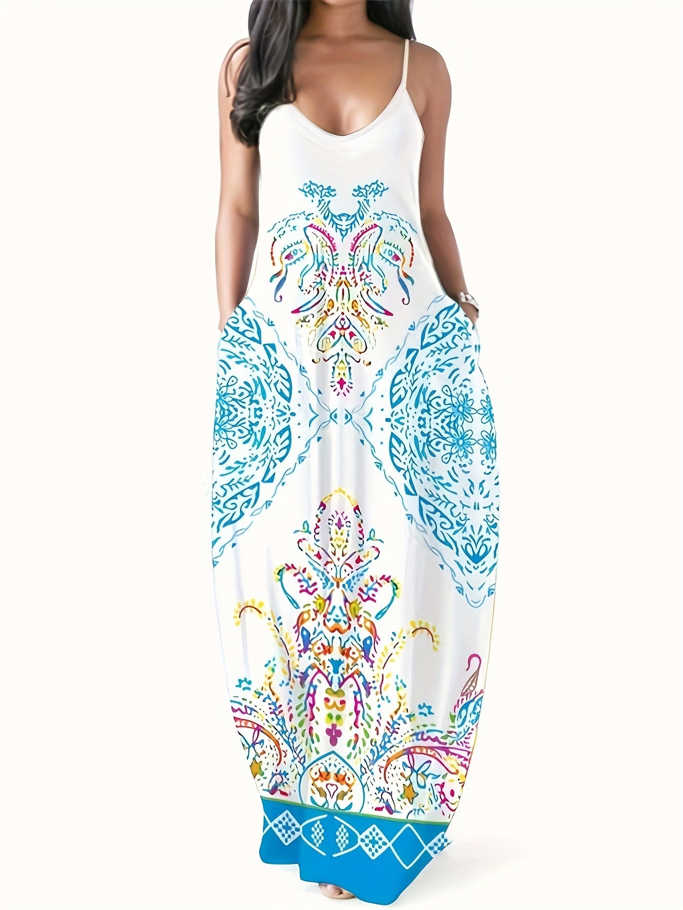 Women's Summer Digital Printing Fashion Sexy Slip Plus Size