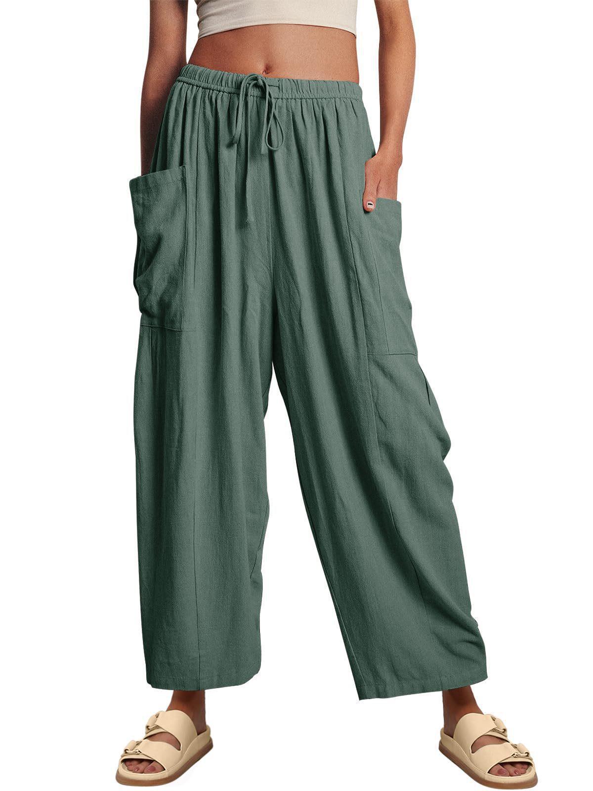 Women's Waist Pleated High Wide Leg Loose Casual Pants