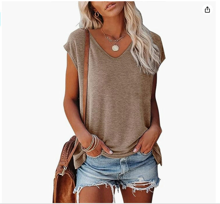 Women's Cover Sleeve Summer Solid Color Casual Blouses