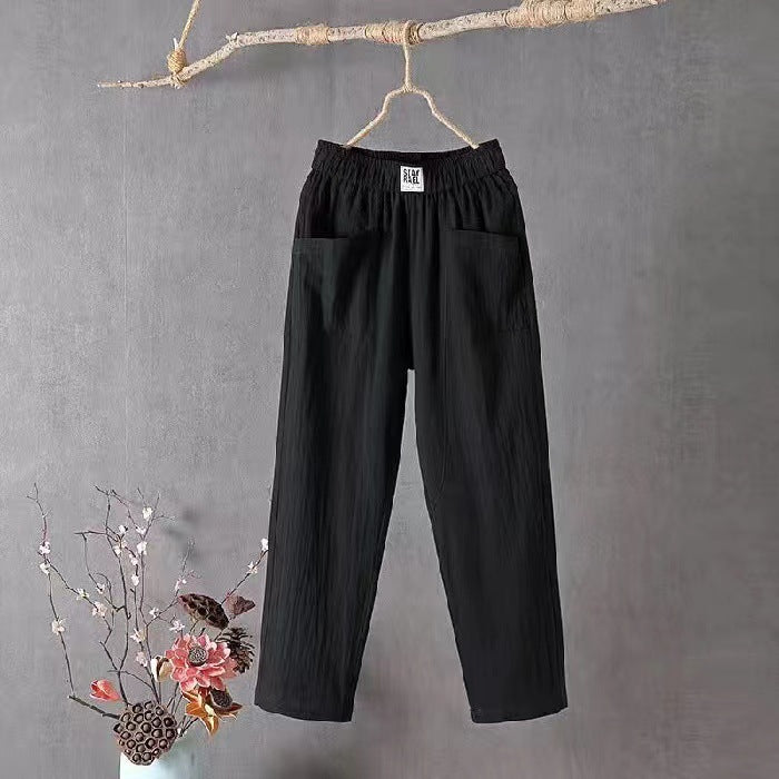 Women's Linen Summer Loose Slimming Straight Ankle-length Pants