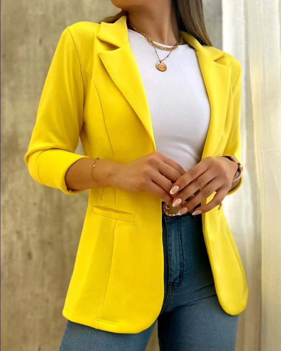 Women's Autumn Solid Color Minimalist Long Sleeve Blazers