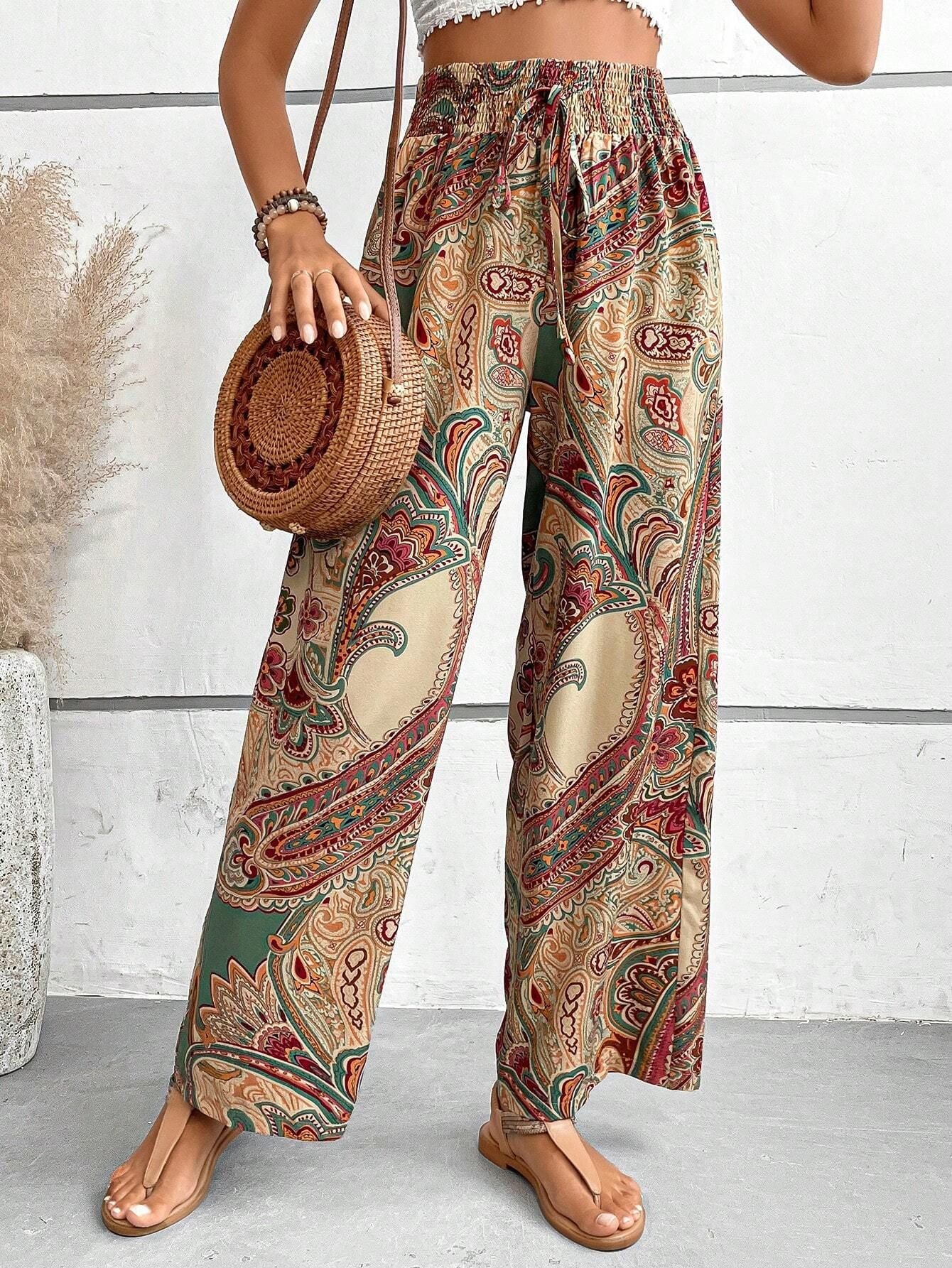 Women's Summer Fashionable Printed Elastic Waist Pants