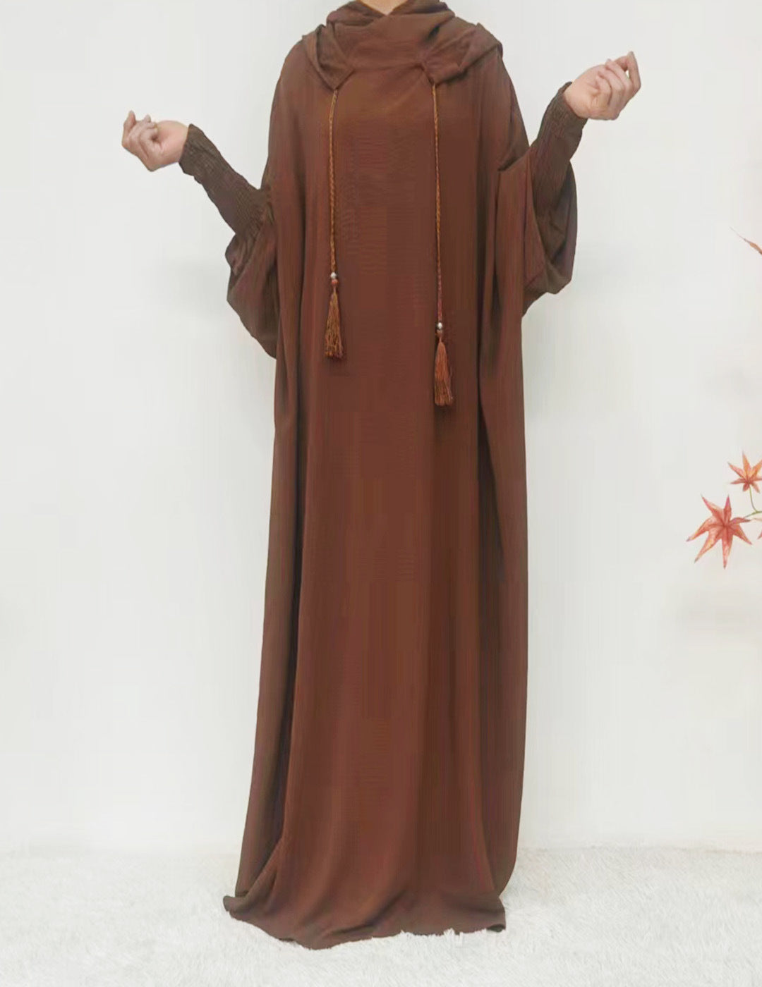 Turkey Solid Color Hooded Sleeve Long Dresses