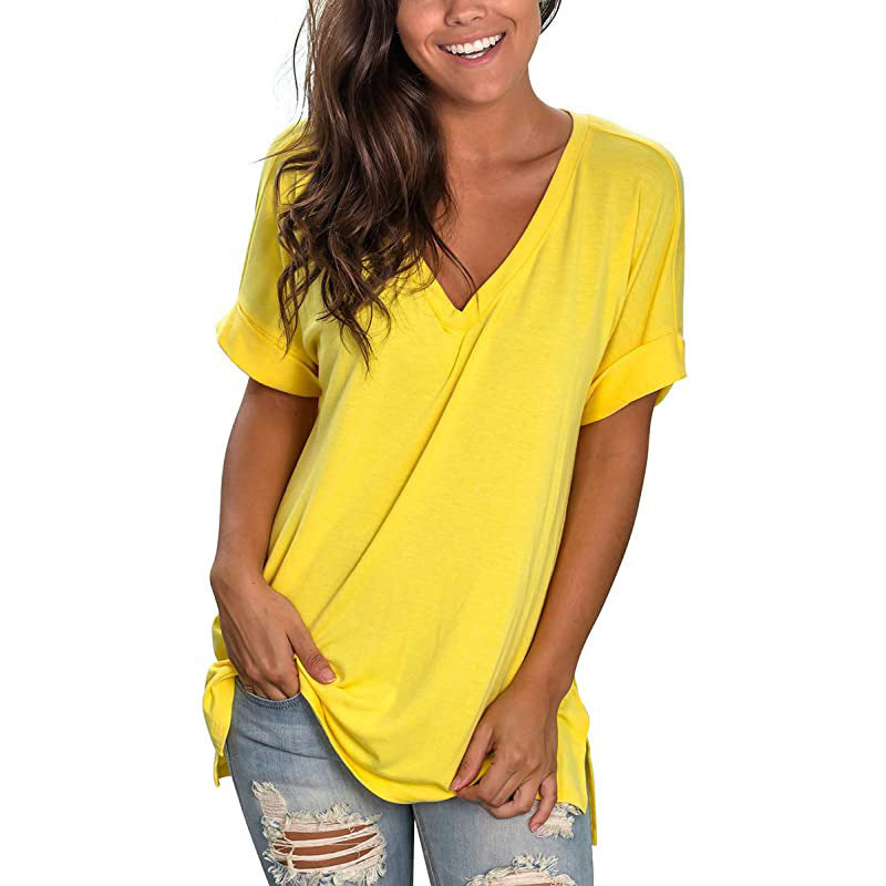 Women's Summer Solid Color Short-sleeved Loose Wear Blouses