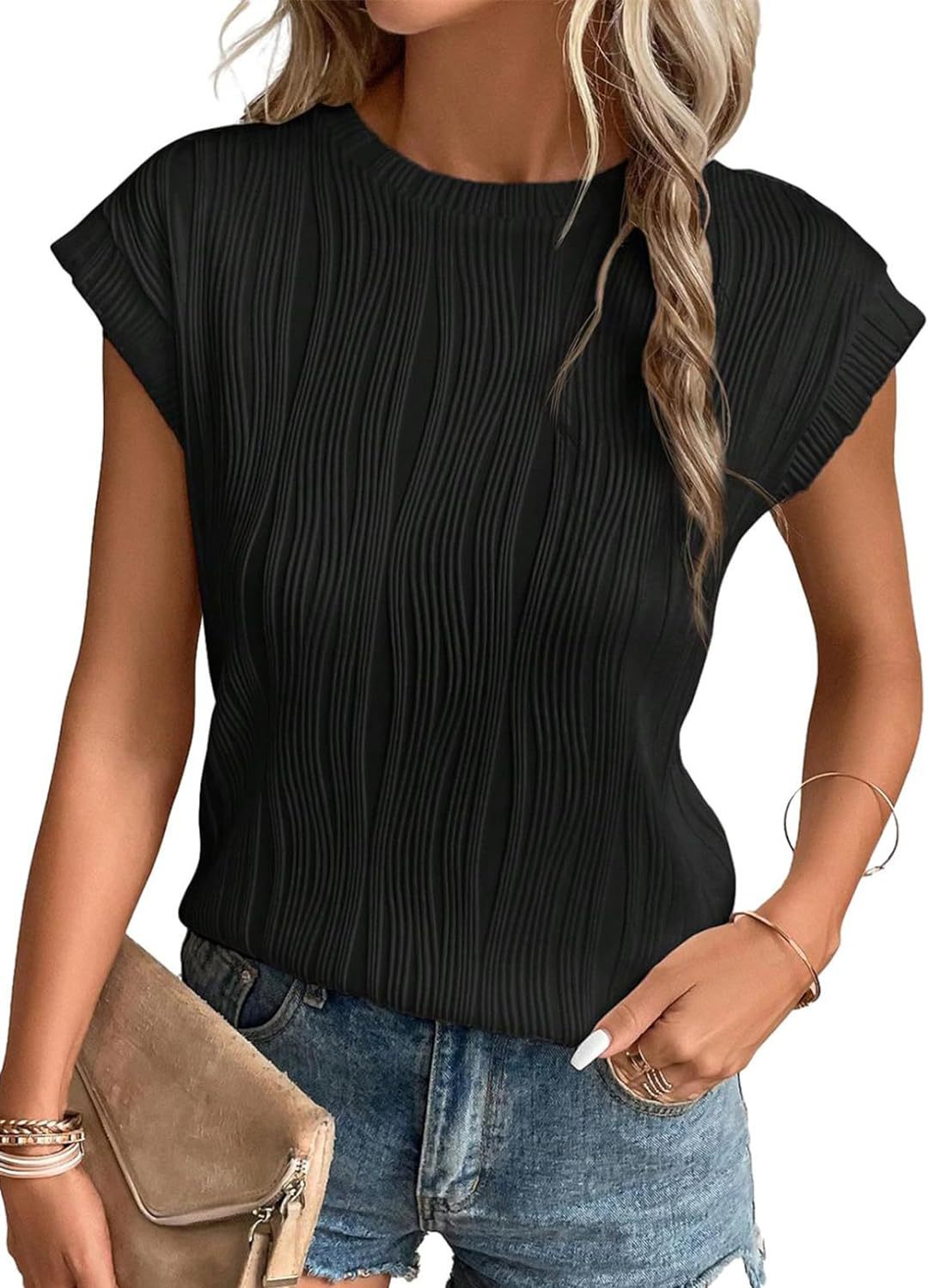 Women's Neck Super Sleeve Solid Color Summer Blouses