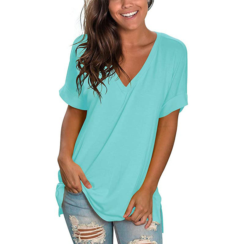 Women's Summer Solid Color Short-sleeved Loose Wear Blouses