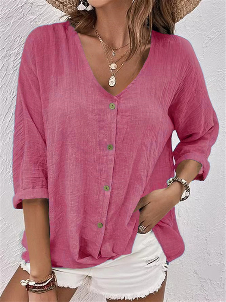 Women's Pullover Sleeve Loose Shirt Casual Blouses