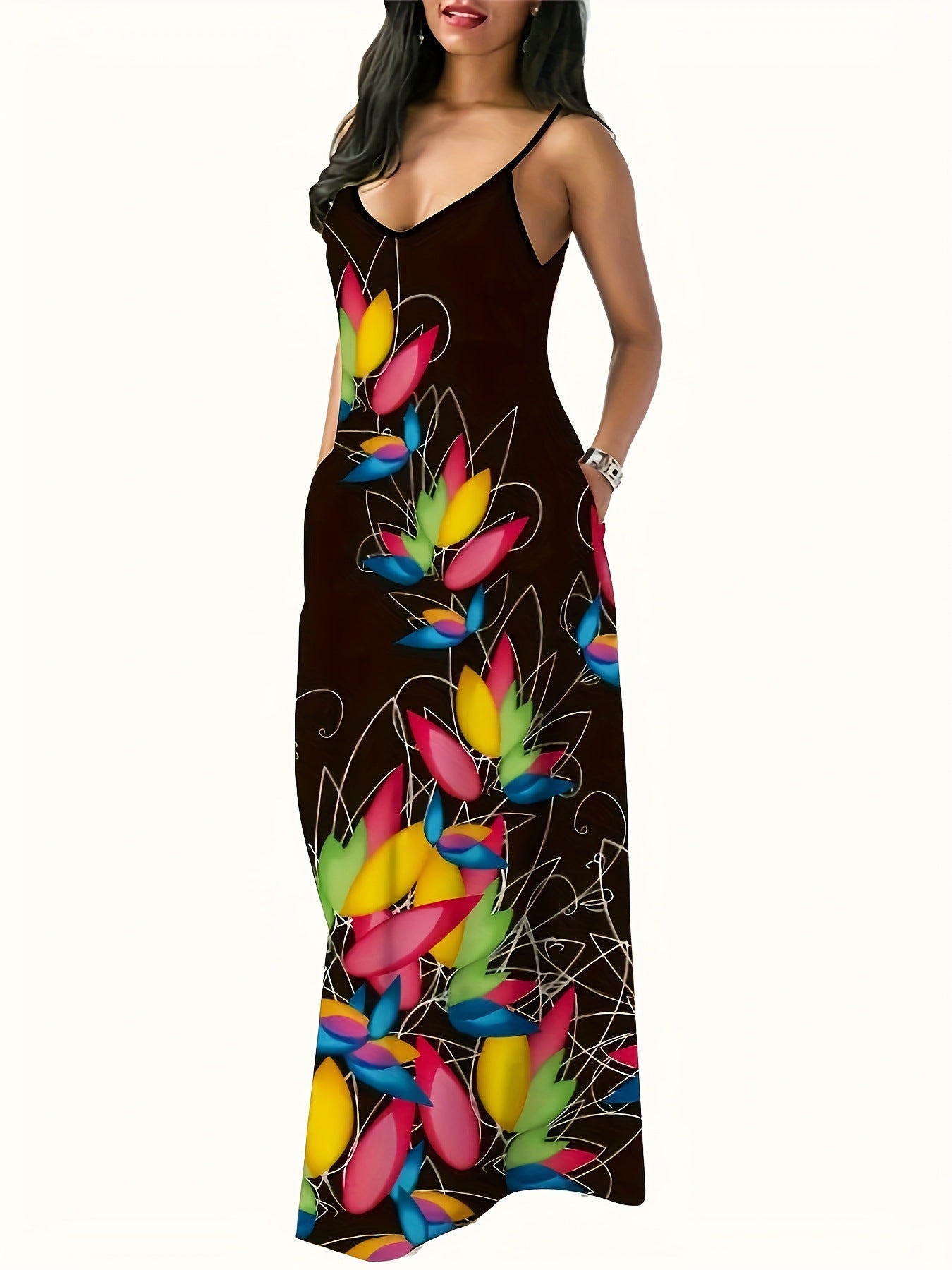 Women's Summer Digital Printing Fashion Sexy Slip Plus Size