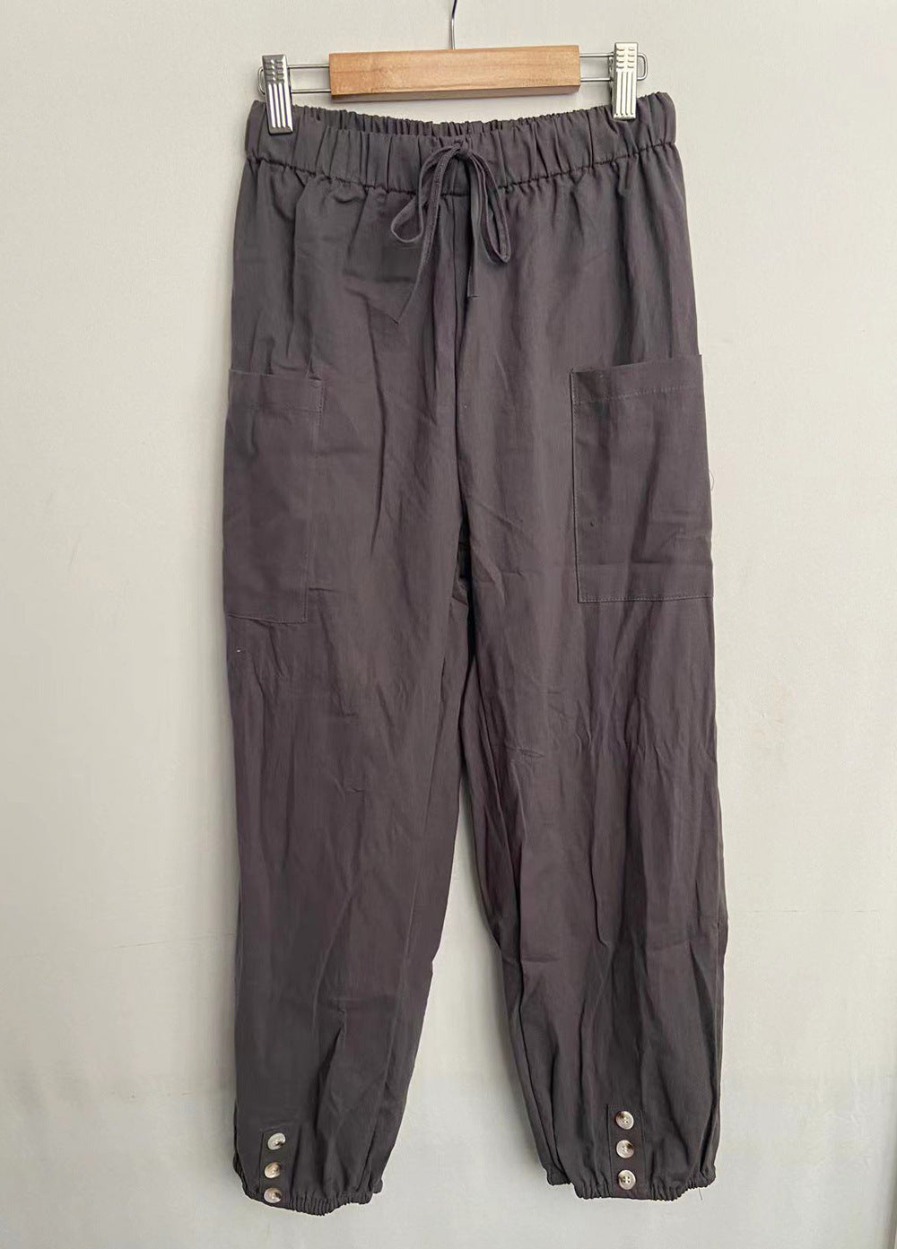 Lockere Leinenhose mit hoher Taille und Knopfleiste für Damen