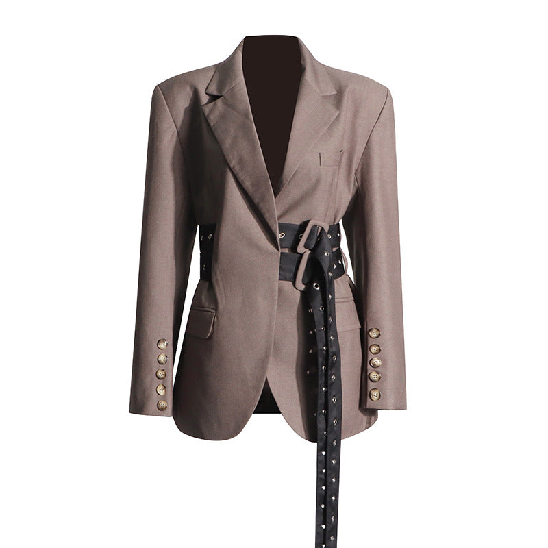 Women's Unique Design Stitching Tied Waist Slimming Coats