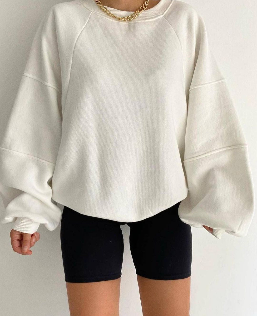 Round Neck Stitching Long Sleeve Solid Sweaters