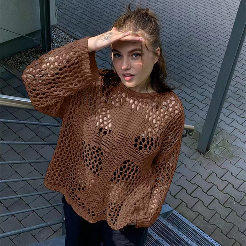 Long Sleeve Width Loose Summer Retro Knitwear