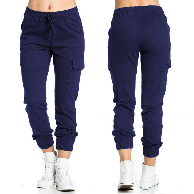 Women's Casual Elastic Waist Thin Rope Side Pants