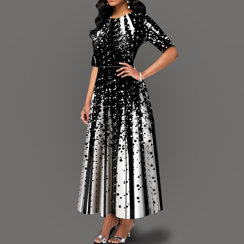 Women's Personalized Fashion Gradient Positioning Printing Sleeve Dresses