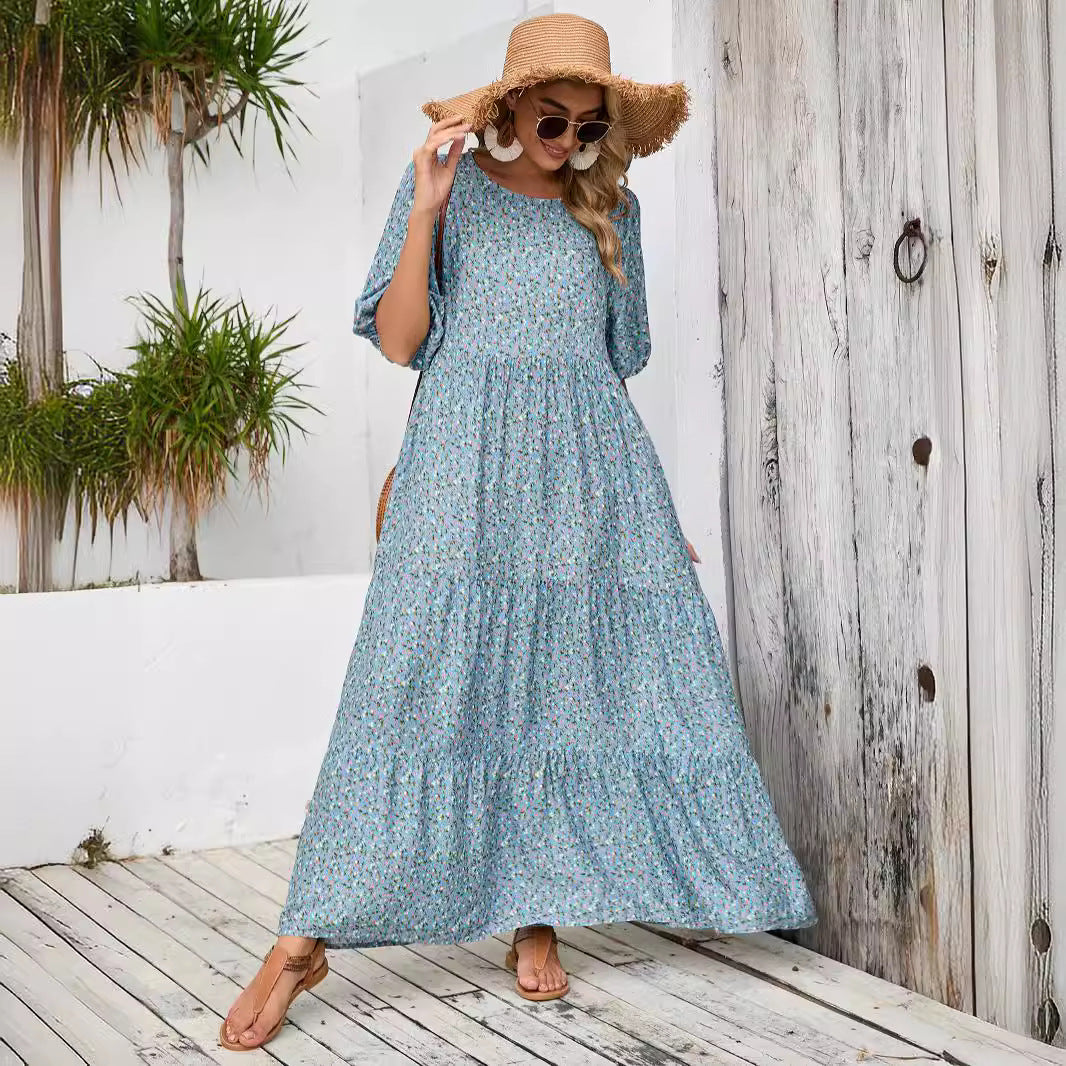 Dress Loose Round Neck Vintage Casual Dresses