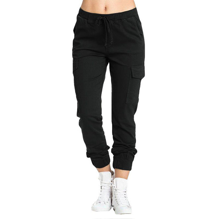 Women's Casual Elastic Waist Thin Rope Side Pants