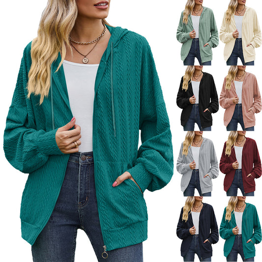 Women's Solid Color Pocket Long Sleeve Loose Sweaters