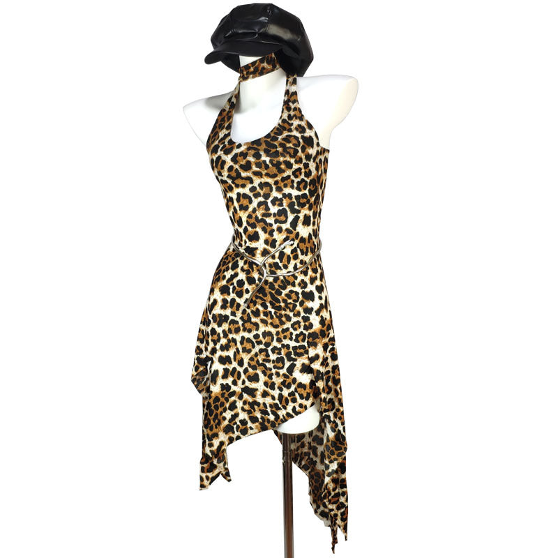 Hot Dress Leopard Print Irregular Design Halter Skirts