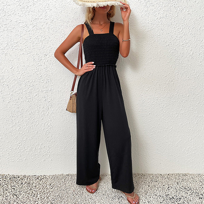 Women's Summer One-piece Wide-leg Black Loose Pants