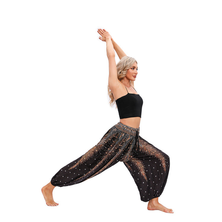 Comfortable Bohemian Plus-sized Yoga Neutral Bloomers Pants