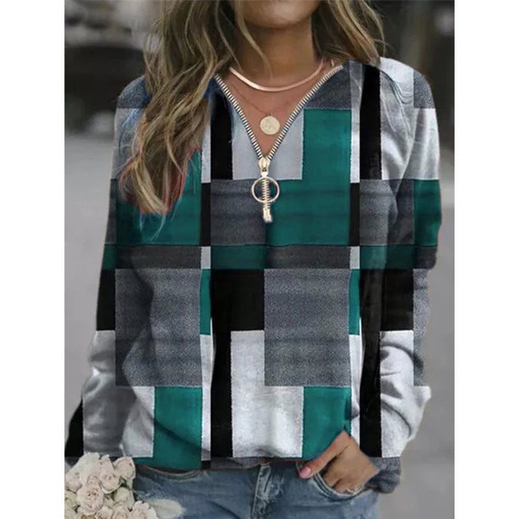 Attractive Women's Creative Plaid Fleece Pullover Sweaters