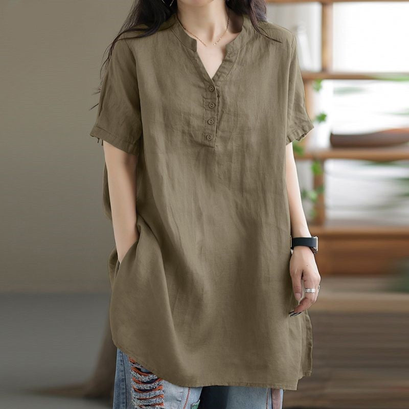 Women's Solid Color Button Fashion Sleeve Blouses