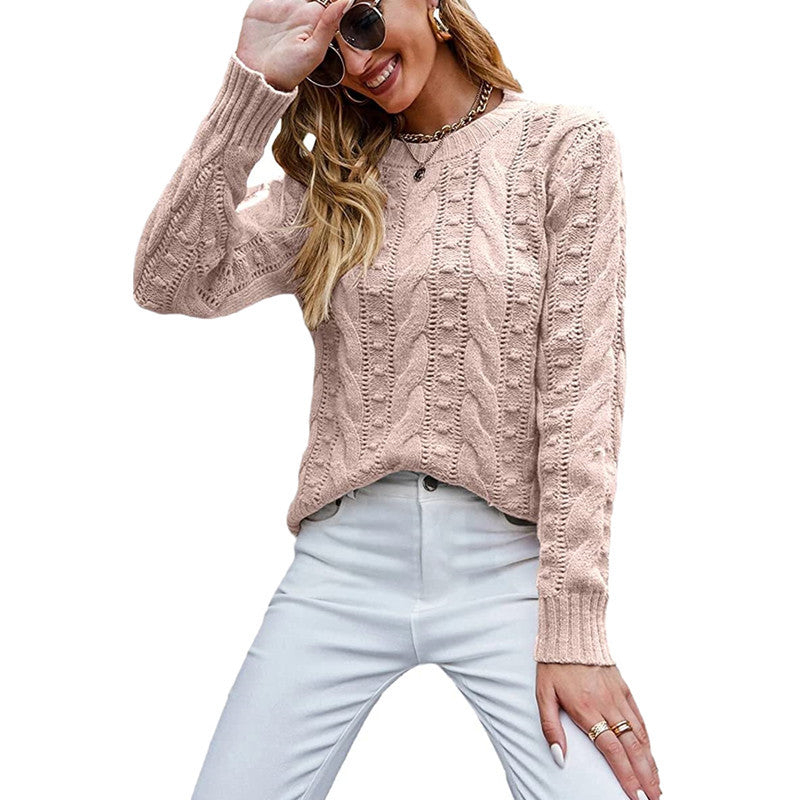 Beautiful Women's Long Sleeve Cable-knit Pullover Sweaters