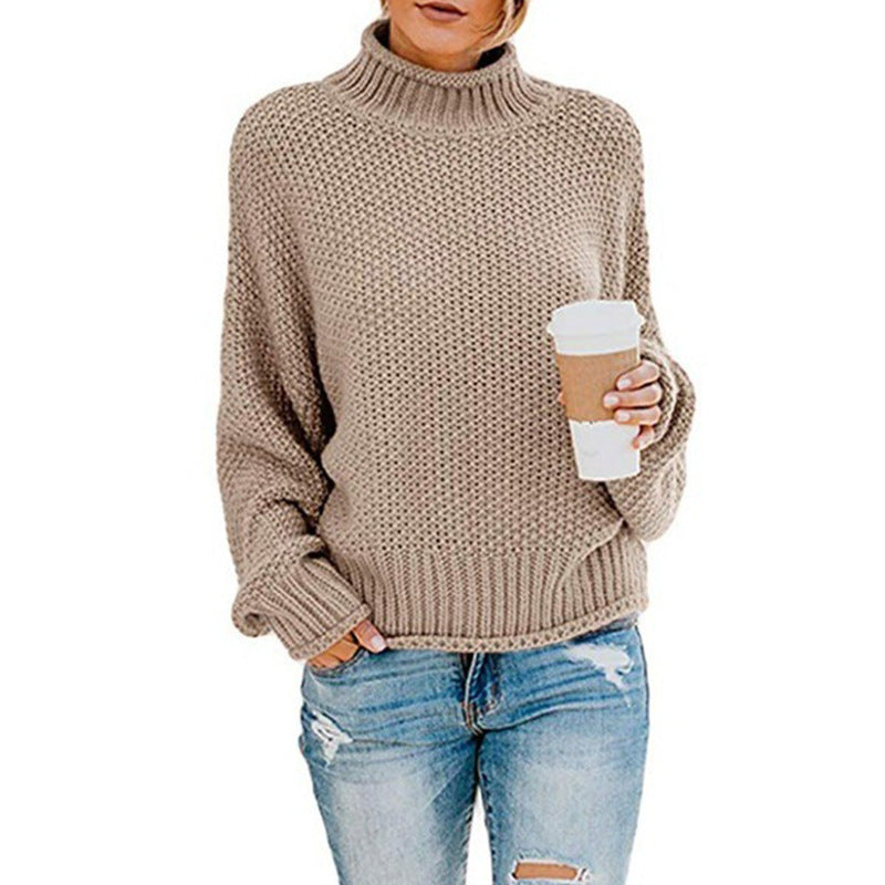 Women's Turtleneck Loose Solid Color Commuting Wear Sweaters