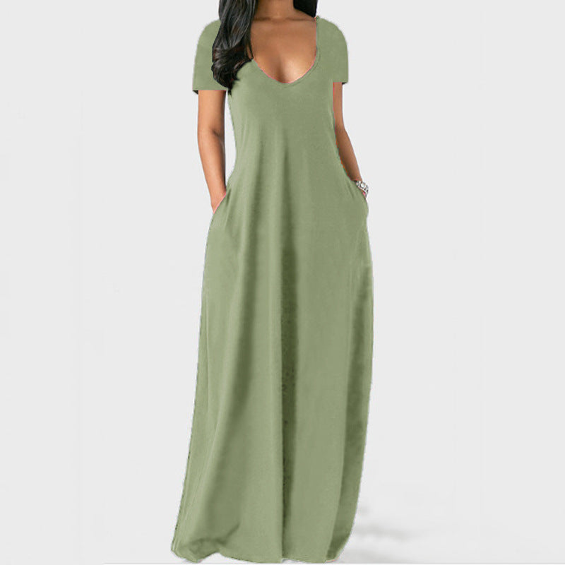 Robe d'été de couleur unie pour femmes, robes profondes sexy