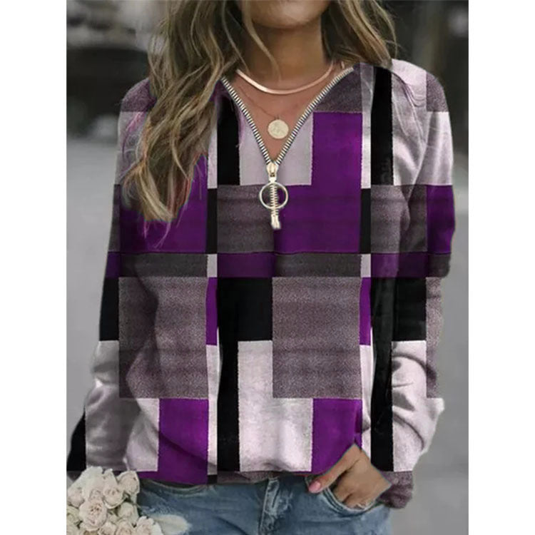 Attractive Women's Creative Plaid Fleece Pullover Sweaters