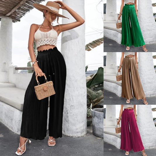 Women's Summer High Waist Casual Pleated Wide-leg Pants