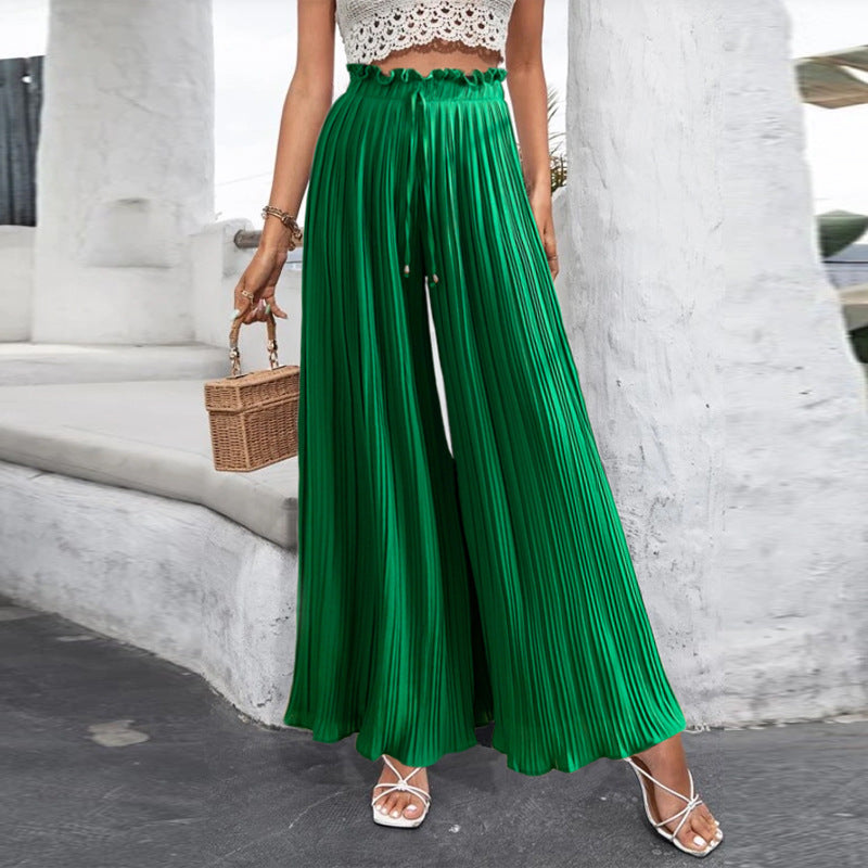 Women's Summer High Waist Casual Pleated Wide-leg Pants