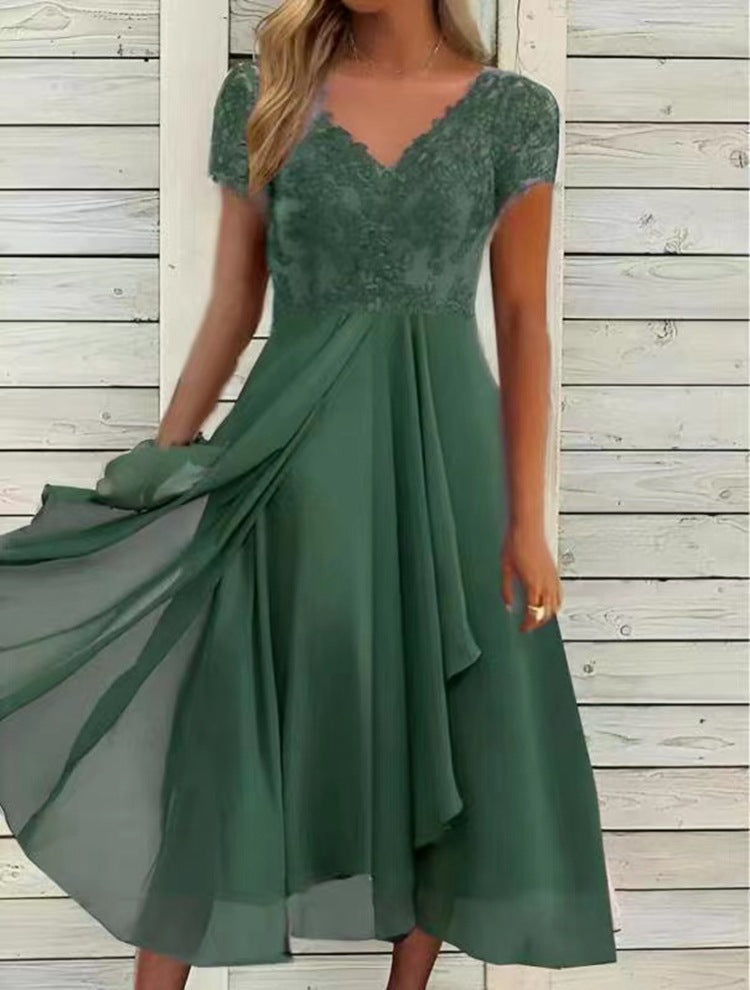 Dress Chiffon Patchwork Lace Long Bridesmaid Dresses