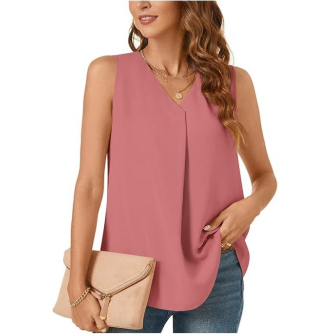 Women's Summer Loose Shirt Solid Color T-shirt Blouses