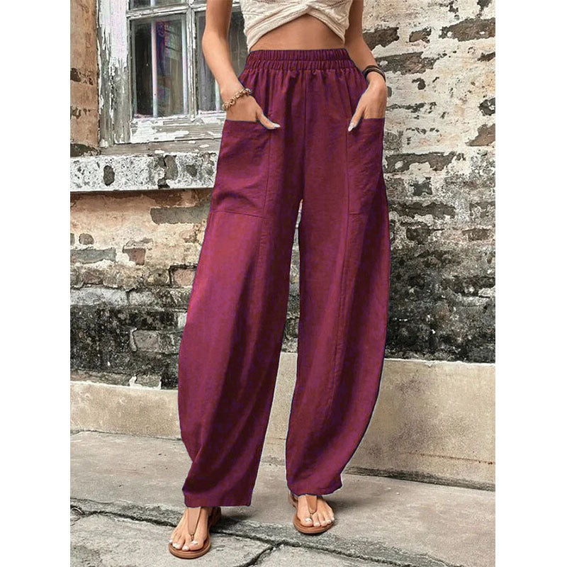 Pantalon à poche de couleur unie pour femme avec un pantalon