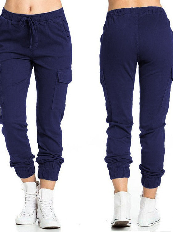 Women's Casual Elastic Waist Thin Rope Side Pants