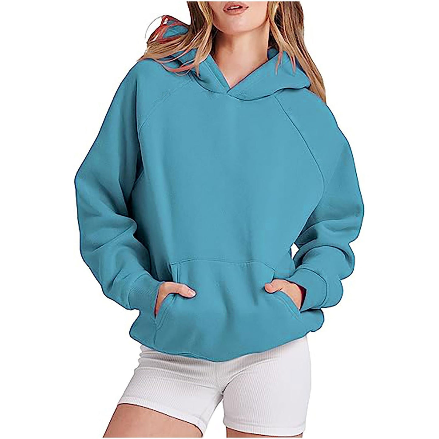 Lockere, lässige, schulterlange Kapuzenpullover für Damen