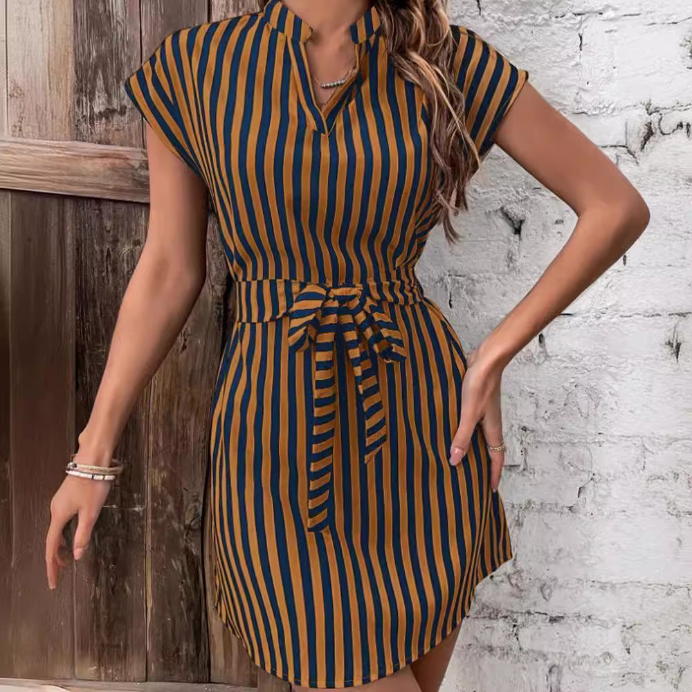 Women's New Batwing Sleeve Striped Dress Dresses