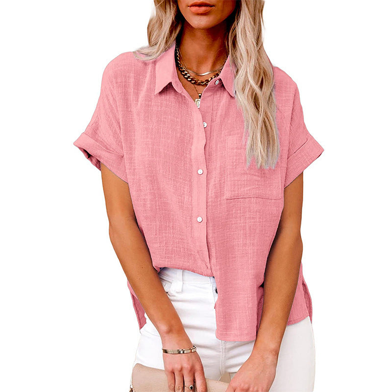 Women's Solid Color Linen Sleeve Casual Loose Shorts